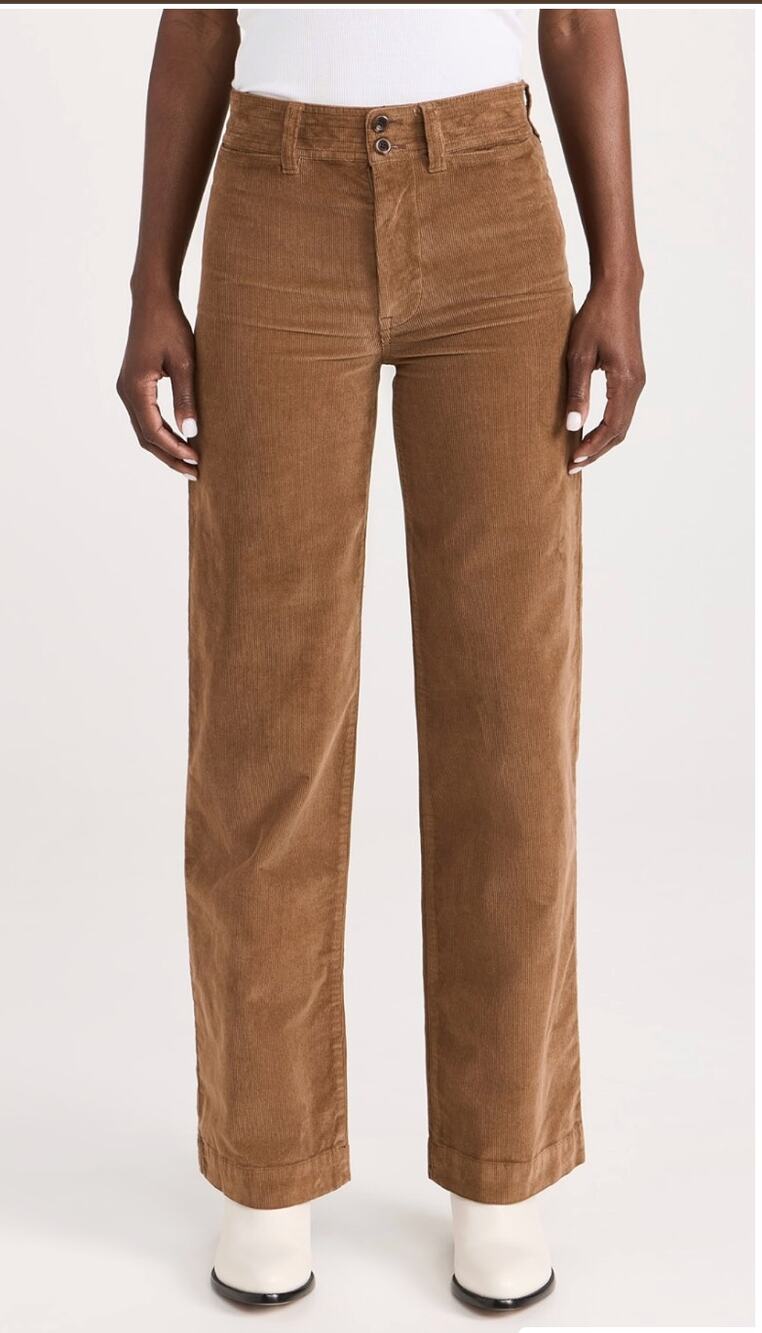 FAHERTY NWT Stretch Cord Wide Leg Pants in Brown Corduroy // 24